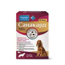Санакард (Пчелодар) капли на холку для собак и щенков средних пород 1мл (4пип)